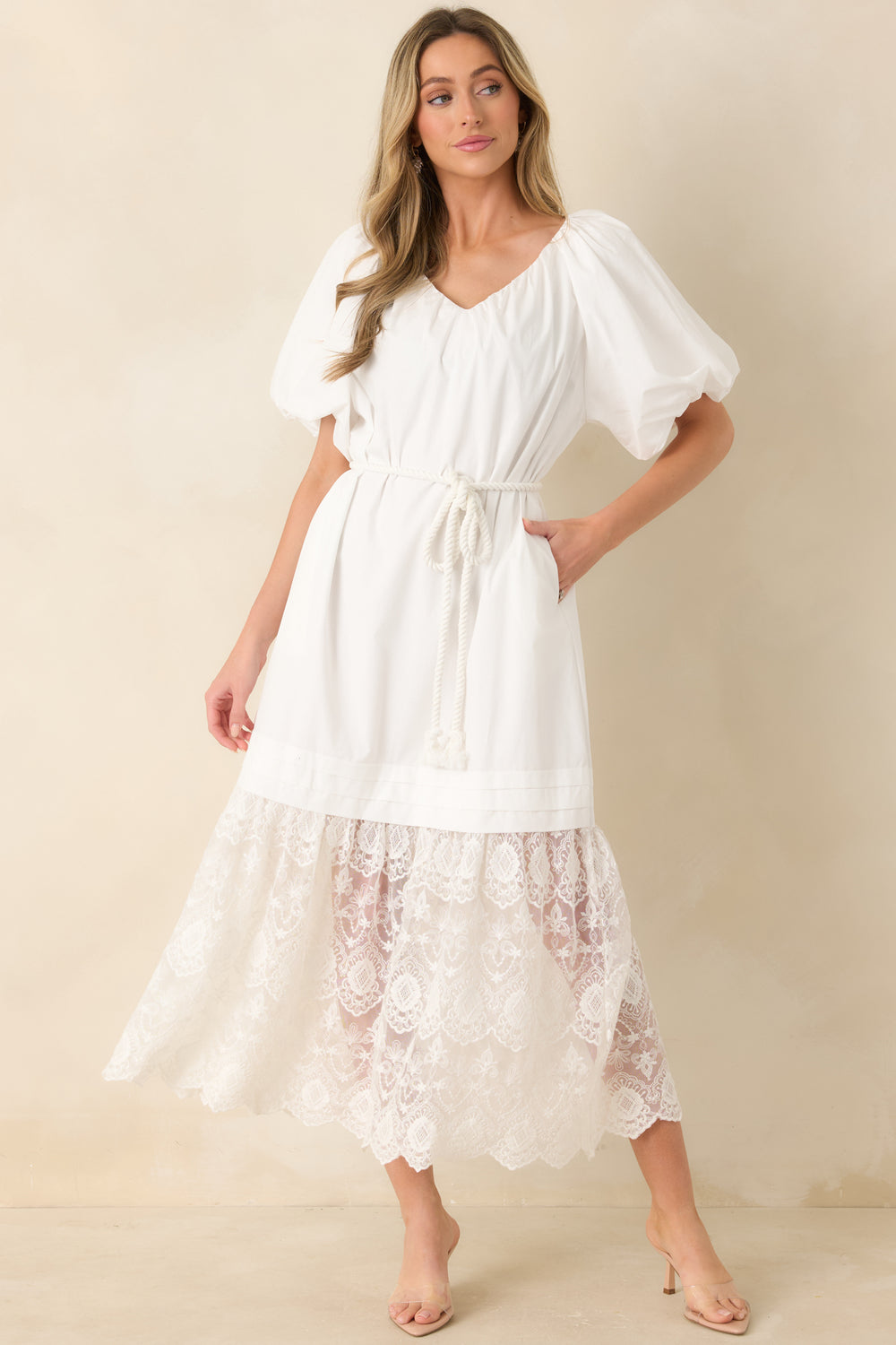 Airy-Cotton-Dress-With-Soft-V-Neckline-And-Puff-Sleeves