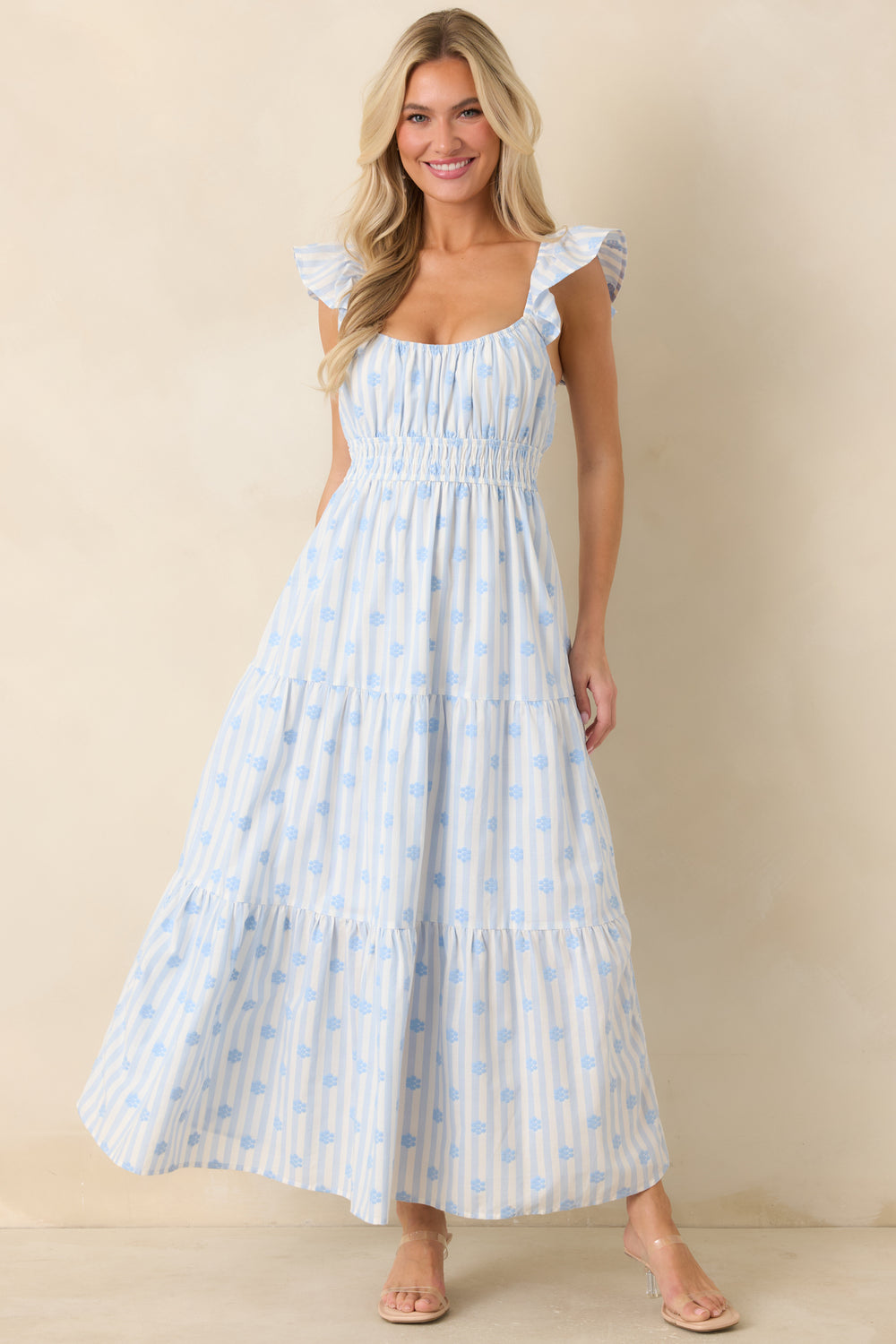 Blue-Stripe-Embroidered-Floral-Maxi-Dress