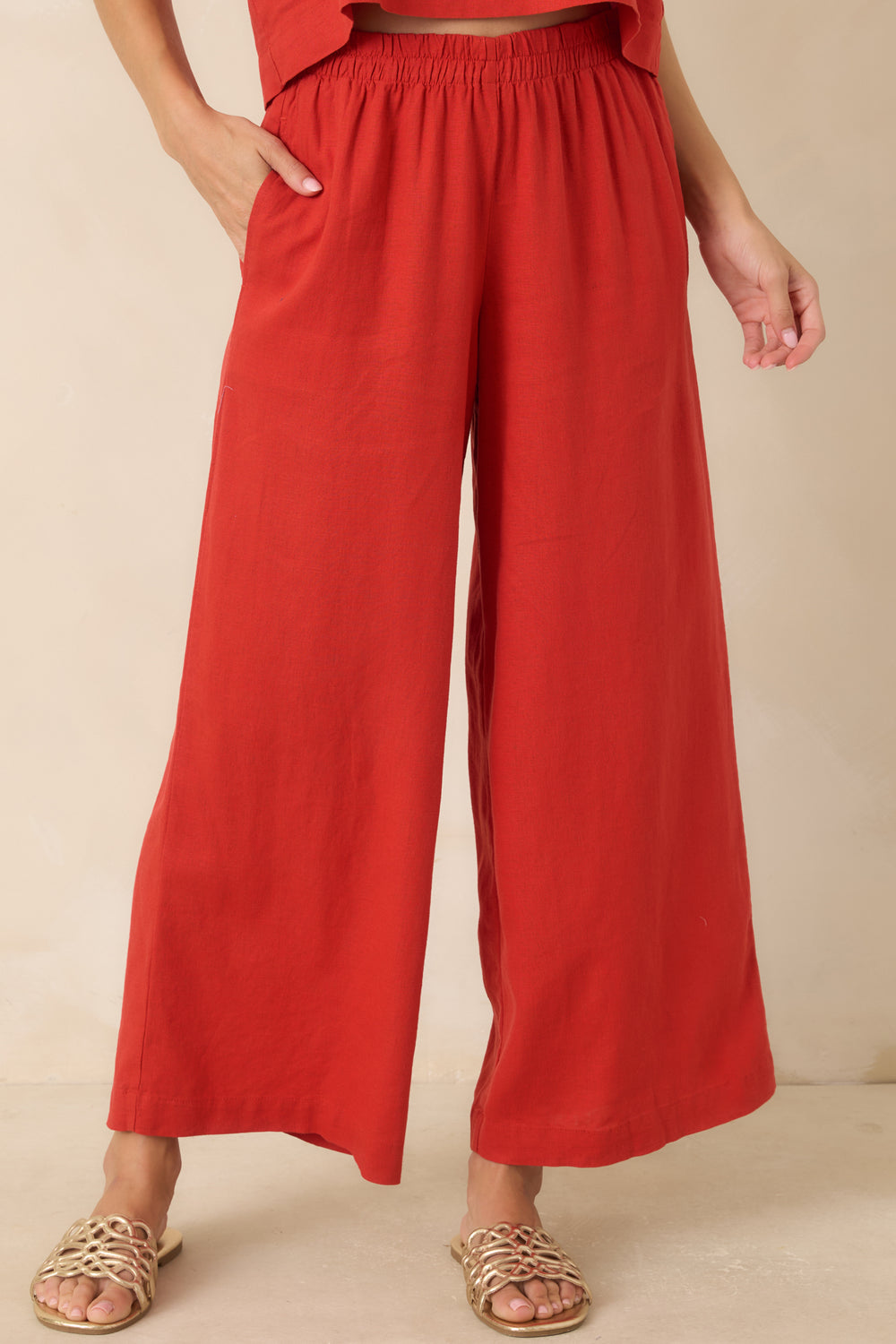 Bold-Red-Pants-With-Smooth-Finish