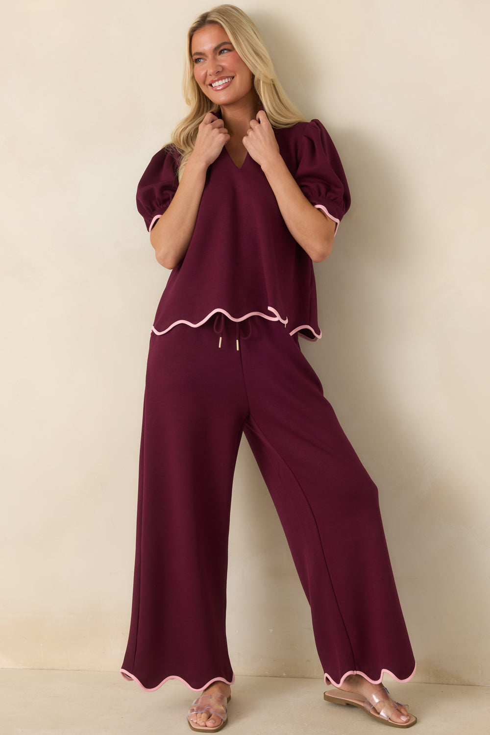 Burgundy-Knit-Top-With-Scalloped-Trim
