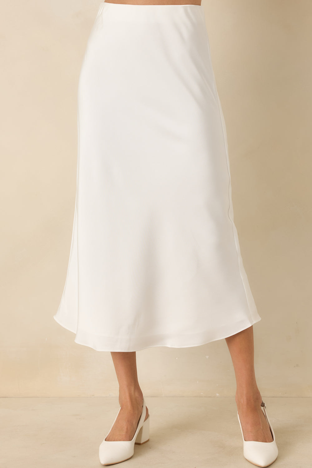 Close-View-White-Midi-Skirt-Fabric-Satin-Texture-Soft-Flare
