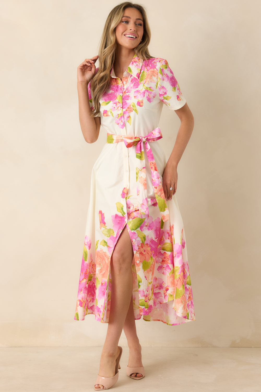 Cotton-Dress-With-Collared-Neckline-And-Midi-Length-Skirt