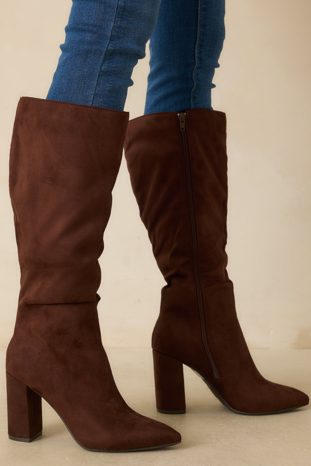 Dark-Brown-Faux-Suede-Knee-High-Boot-Block-Heel