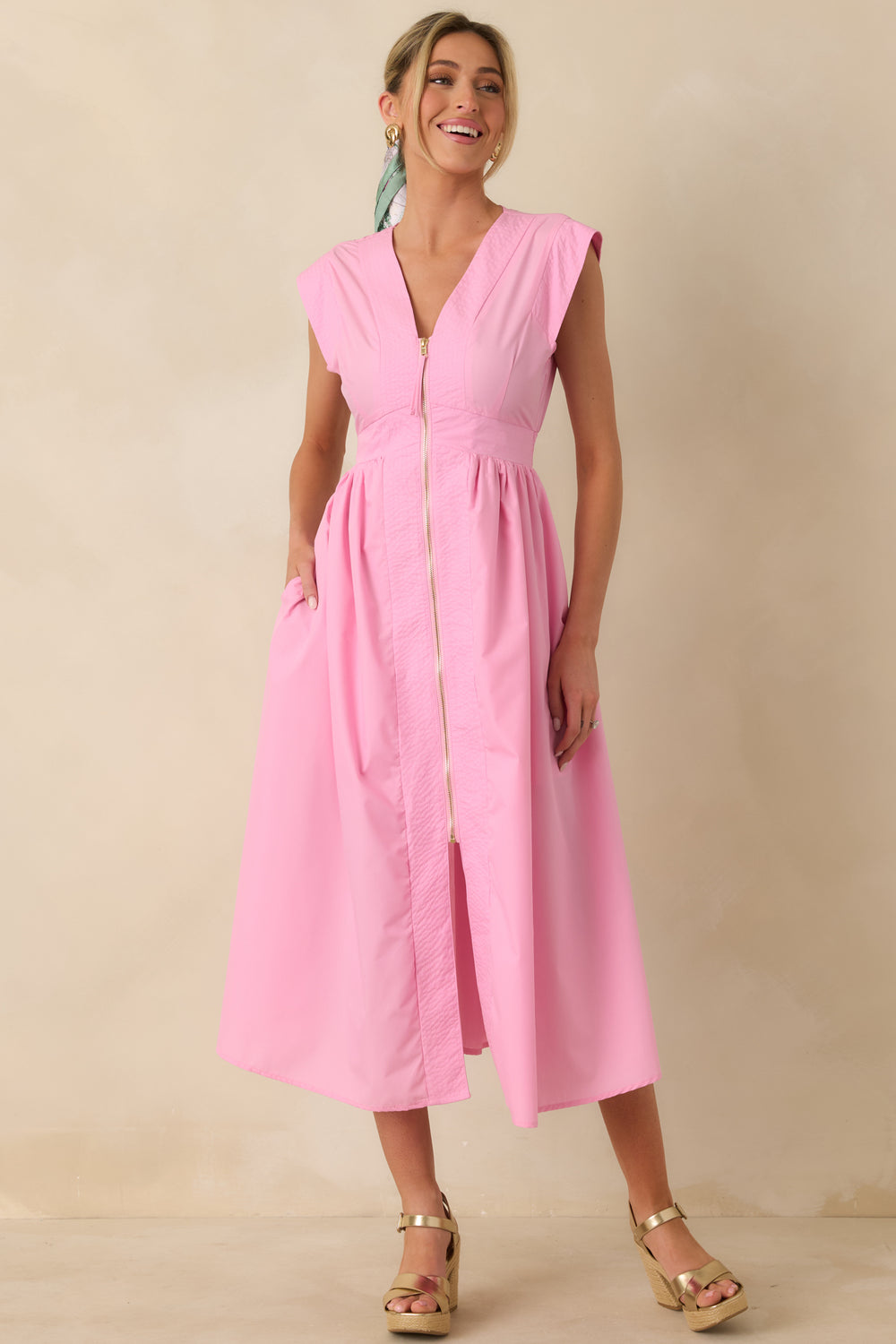 Front-Shot-Highlighting-The-Zipper-Detail-And-Midi-Skirt-Silhouette