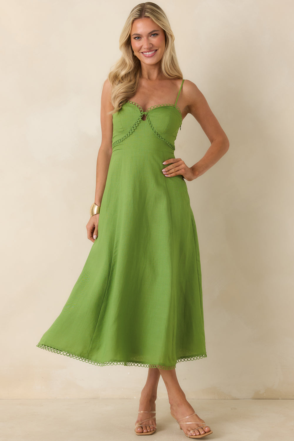 Green-Midi-Dress-Featuring-Adjustable-Spaghetti-Straps