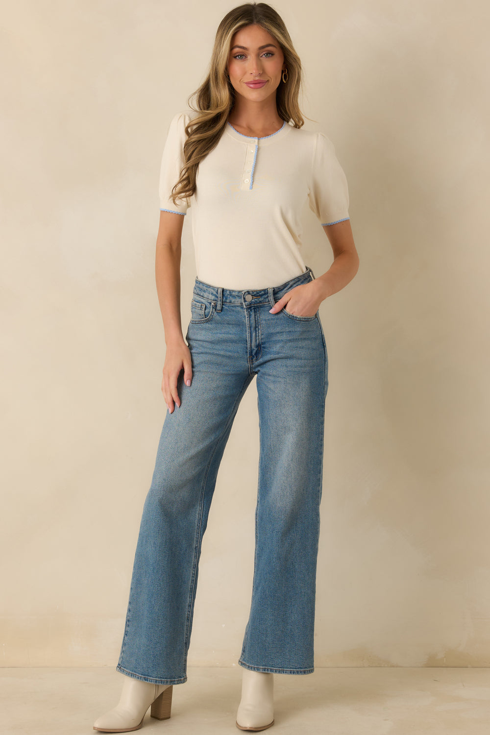Ivory-Knit-Sweater-With-Blue-Contrast-Trim