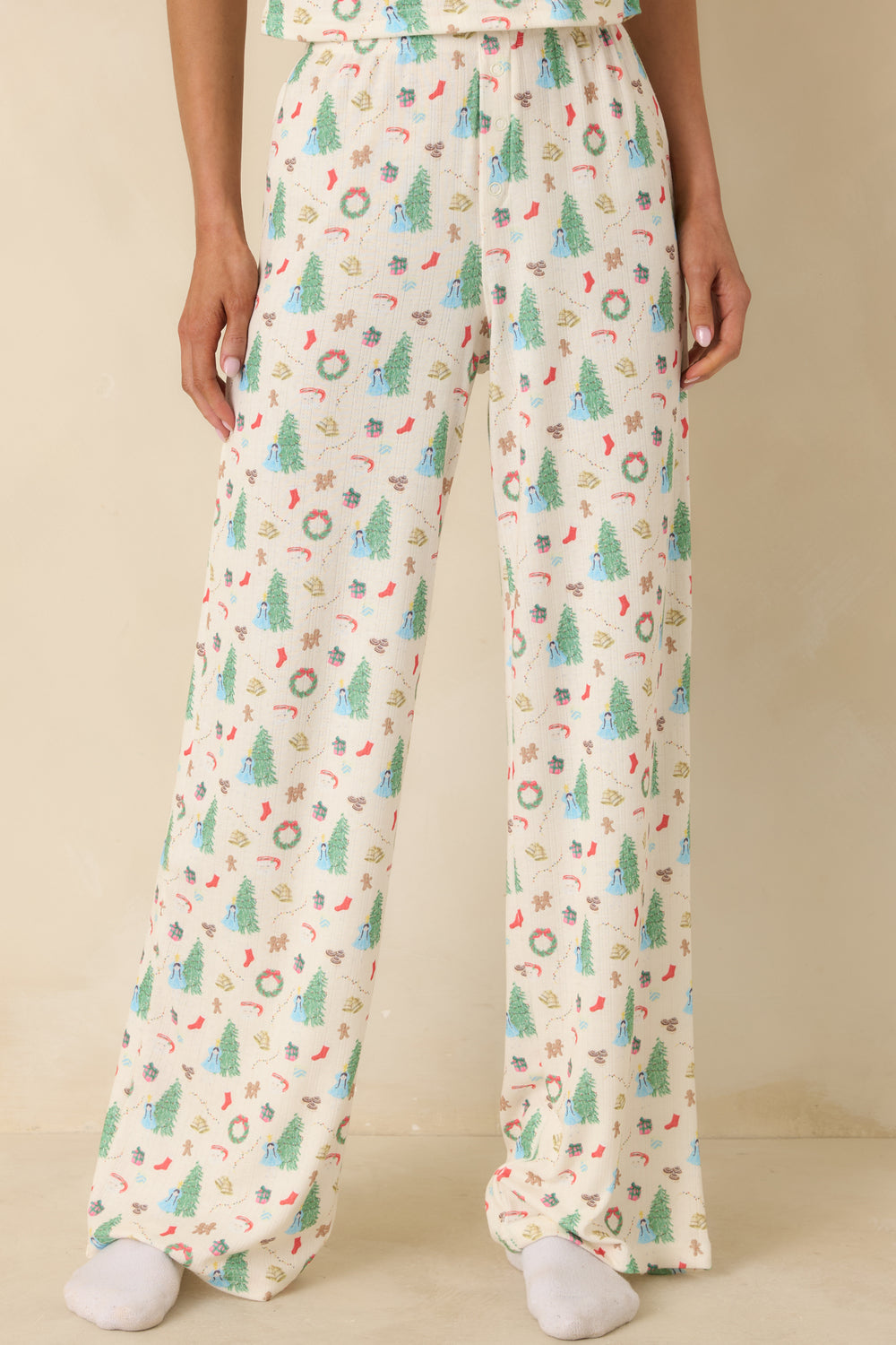 Ivory-Lounge-Pants-Christmas-Tree-Design-Straight-Leg-Drape