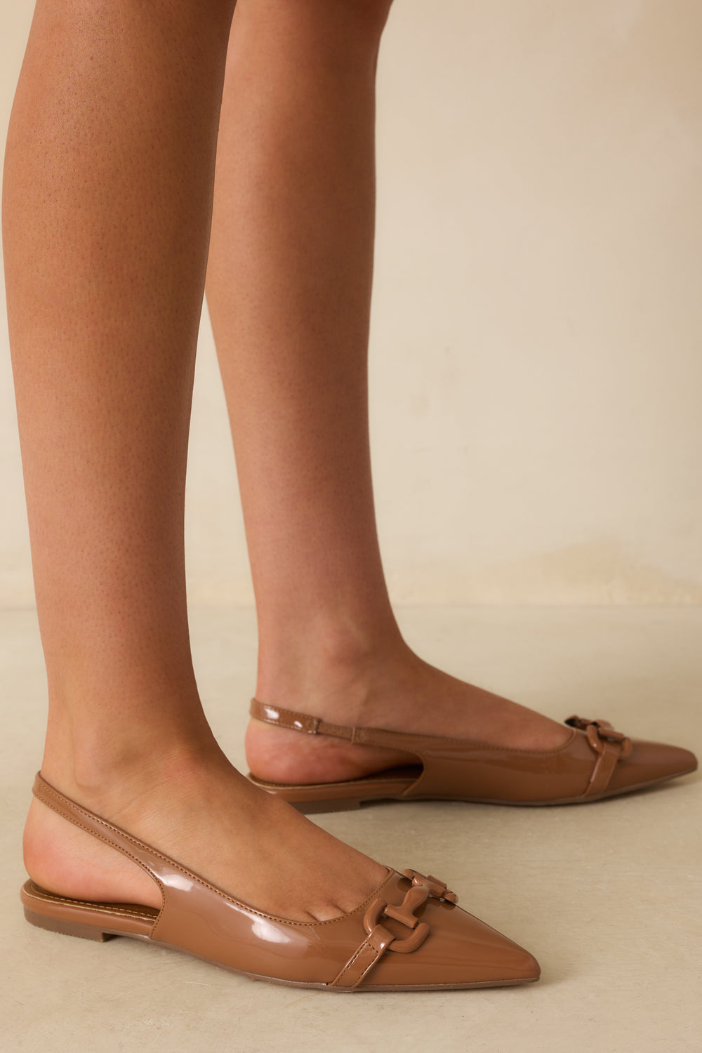 Mocha-Brown-Patent-Flats-With-A-Pointed-Toe