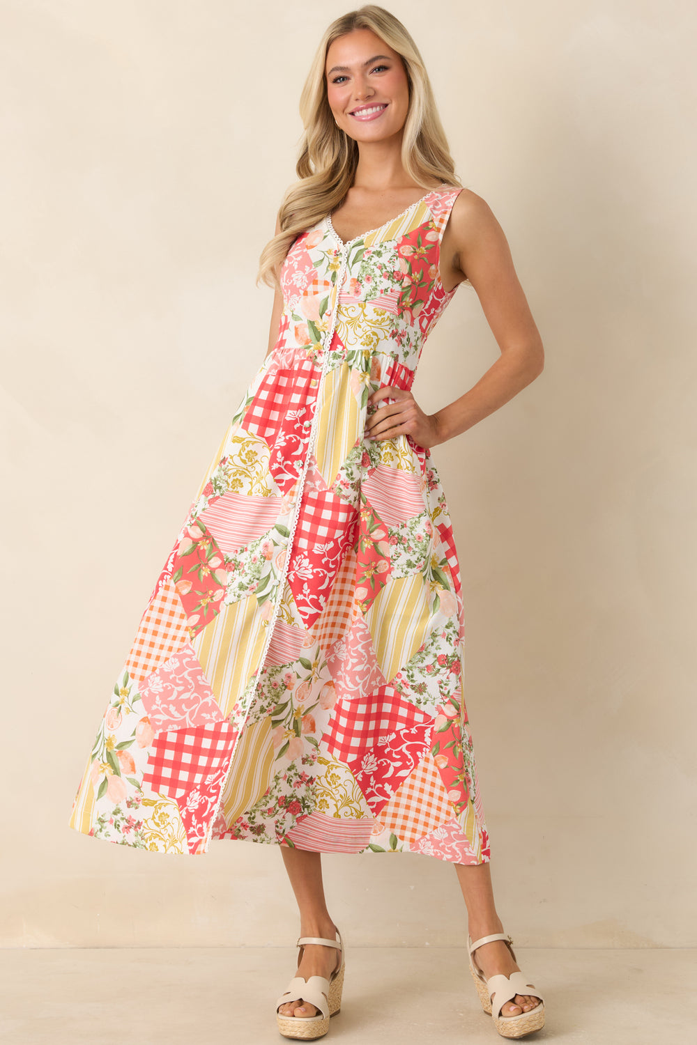 Multi-Patchwork-Midi-Dress-With-Mixed-Prints