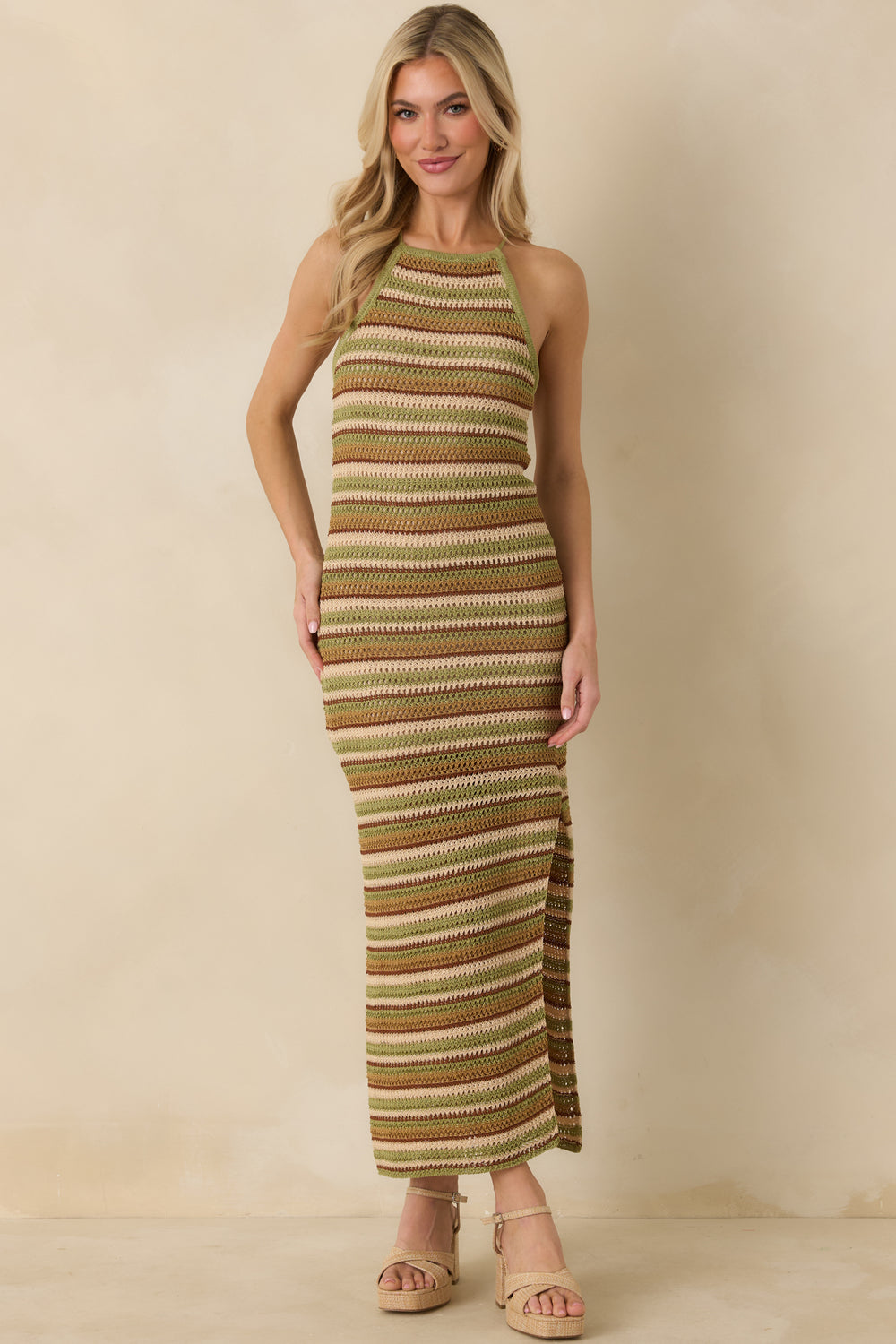 Open-Knit-Halter-Dress-With-Vertical-Stretch-Texture