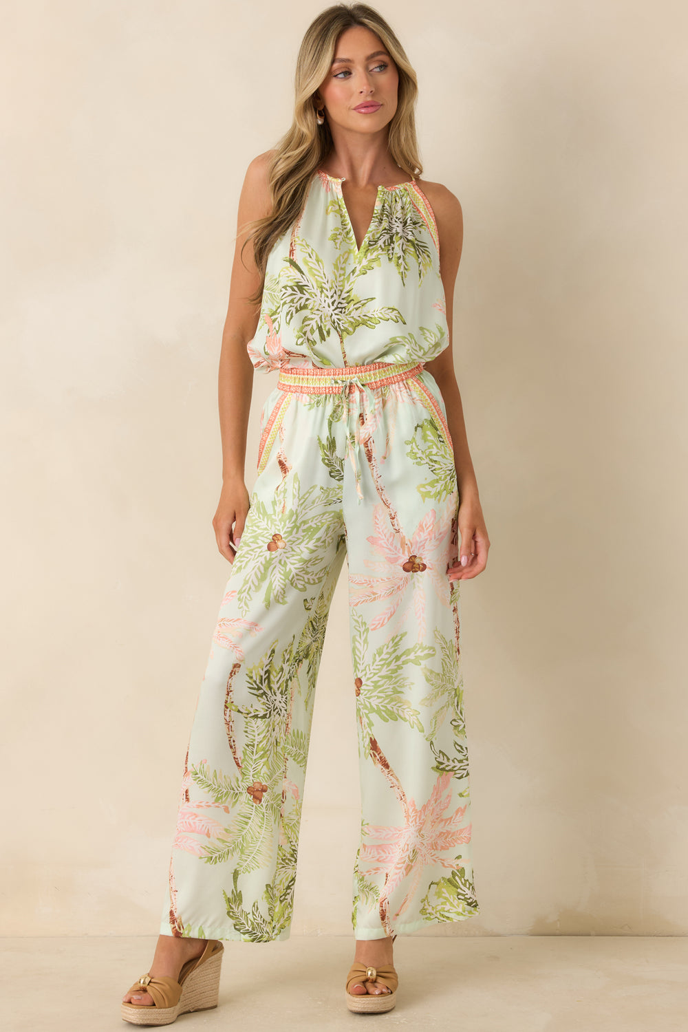 Seafoam-Tropical-Print-Top-Featuring-A-Halter-Neckline