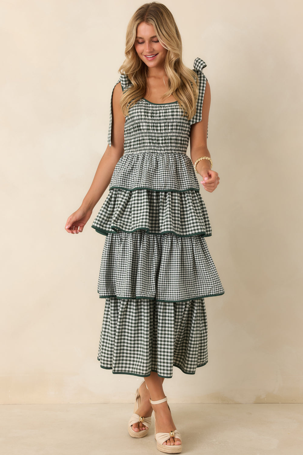 Smocked-Bodice-Green-Trim-Tiered-Dress