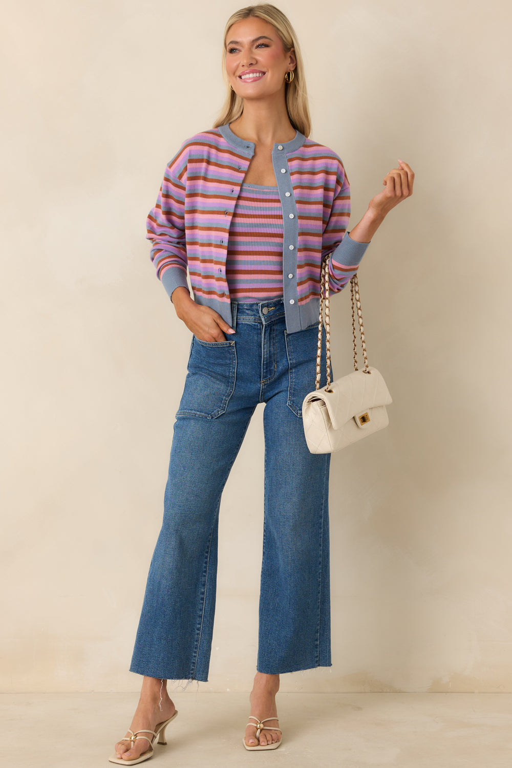 Striped-Knit-Cardigan-With-Light-Blue-And-Rust-Tones
