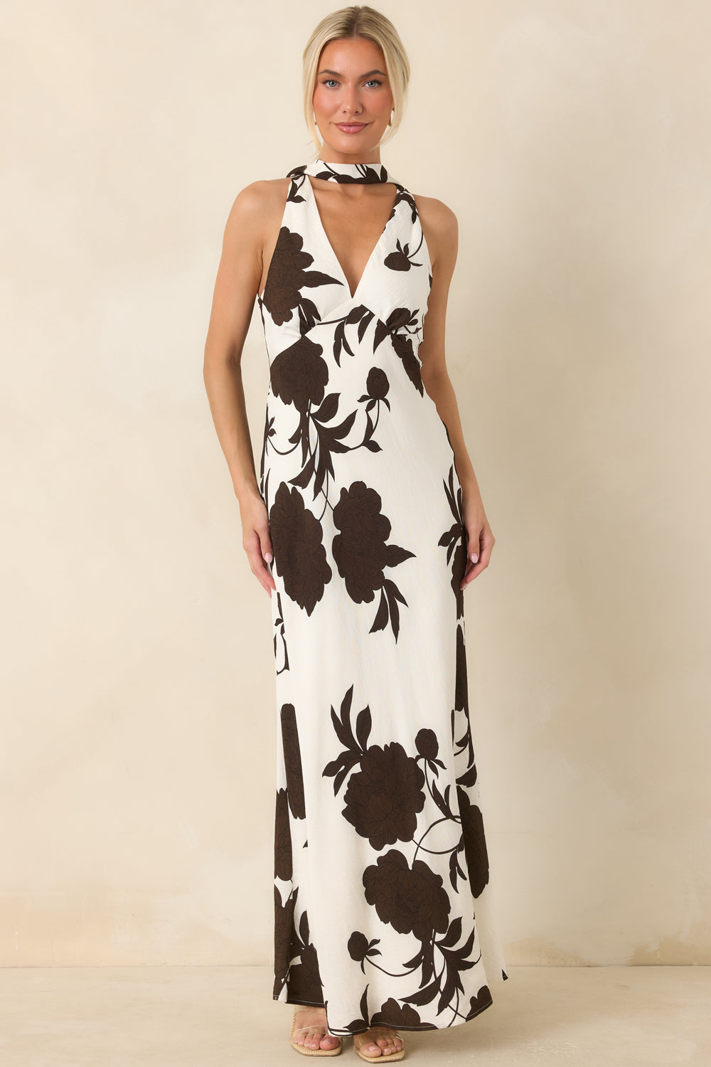Viscose-Blend-Scarf-Neckline-Maxi-Dress