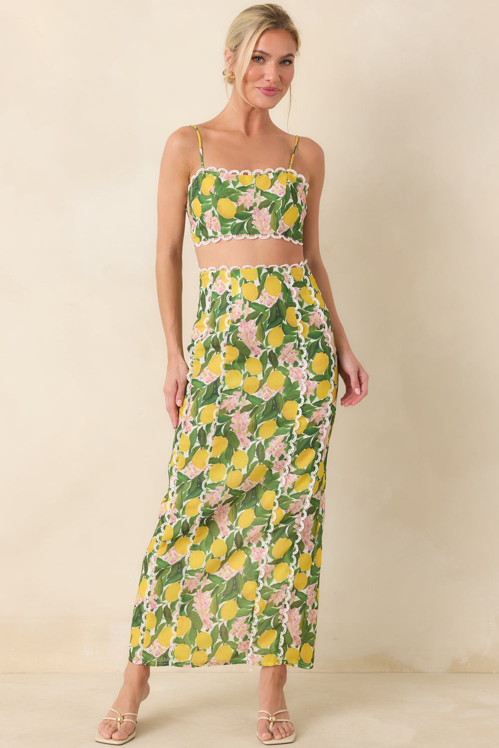 Yellow-Multi-Cropped-Camisole-With-A-Scalloped-Lace-Trim